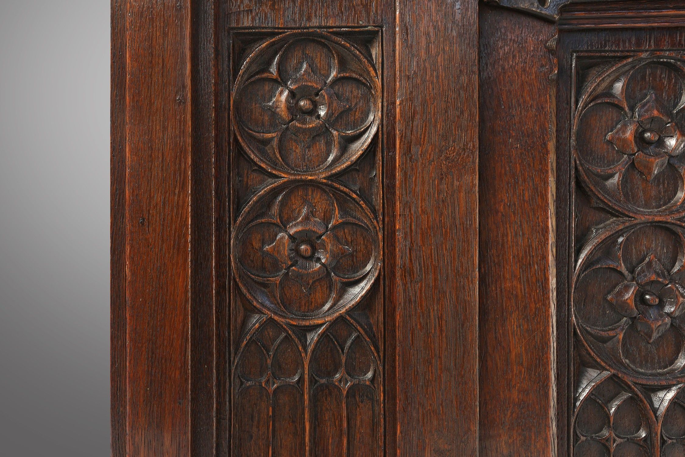 Neo-gothic cabinet in oak with concealed storage and rich decorations, France, 1850sthumbnail